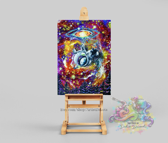 Thumbnail: Space Art, Astronaut, Abduction, Black Hole, Galaxy, NASA, Forest, Reflection of Earth, Sucked into black whole, Stars,