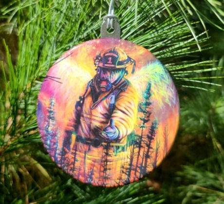 Hero Firefighter - christmas tree holiday ornament by Dakota Daetwiler