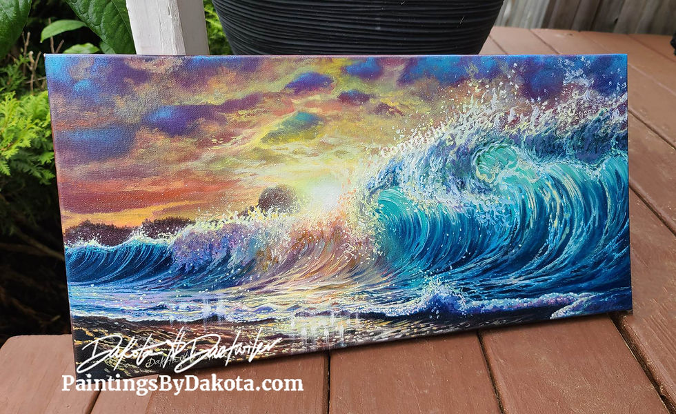 Thumbnail: Colorful Wave - Original Oil Painting by Dakota Daetwiler