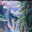 Thumbnail: little girl painting, bear painting with berries, 2 bear cubs, mountains, waterfall, rainbow, fantasy forest scene,
