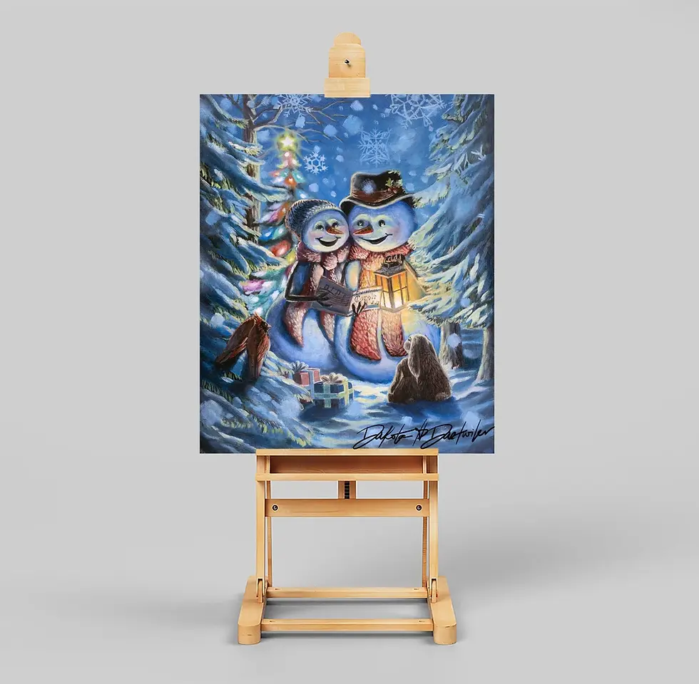 Thumbnail: Singing Snowmen - Original Oil Painting by Dakota Daetwiler