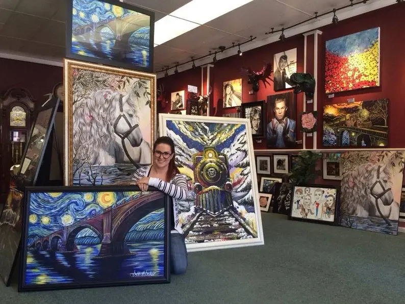 Thumbnail: Starry Night at Fernbridge - Print of Painting by Dakota Daetwiler