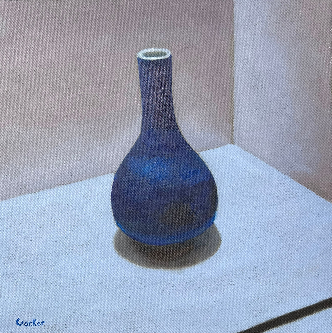 Porcelain Vase with blue Glaze Oil Painting
