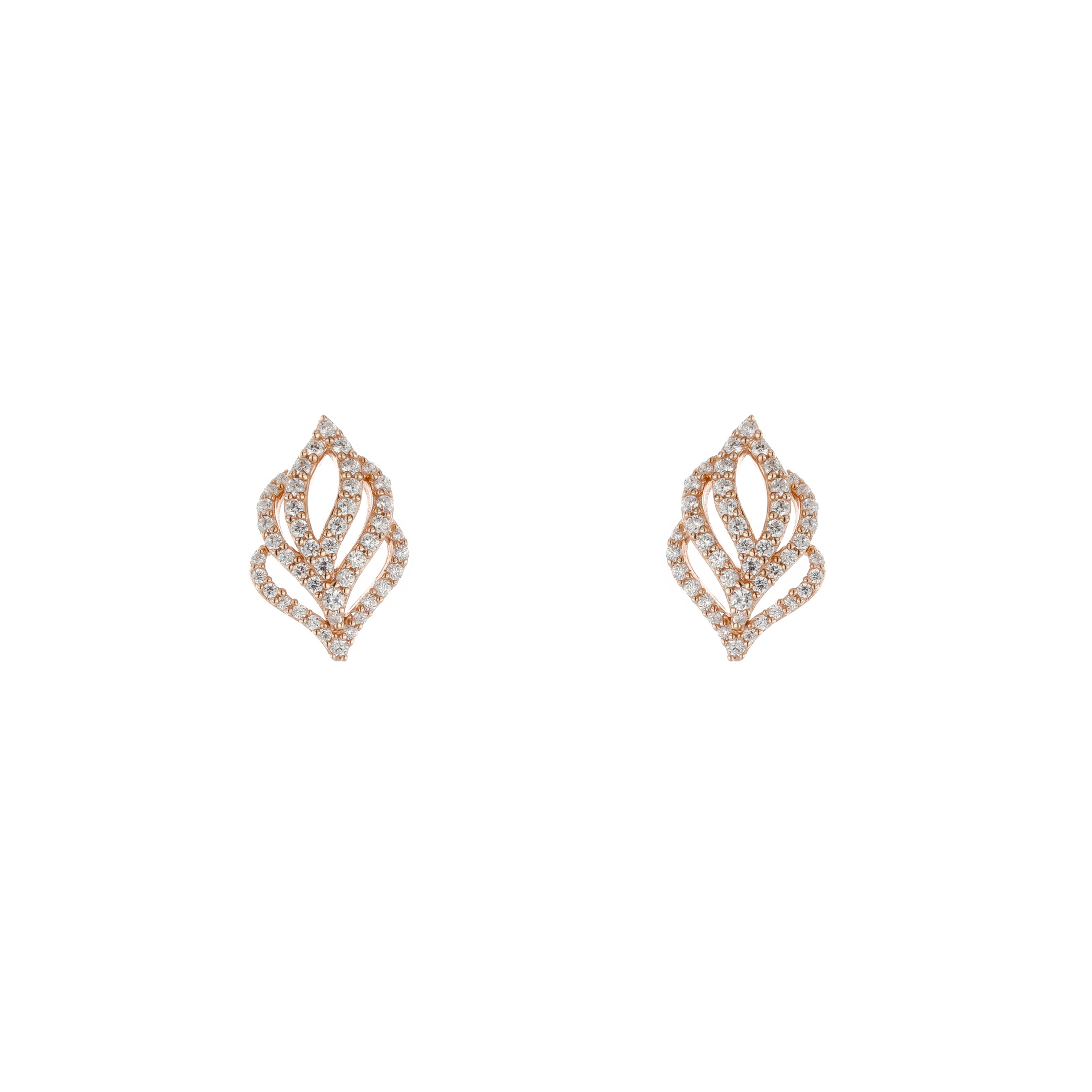 Leaf In The Wind Silver Zirconia Earrings