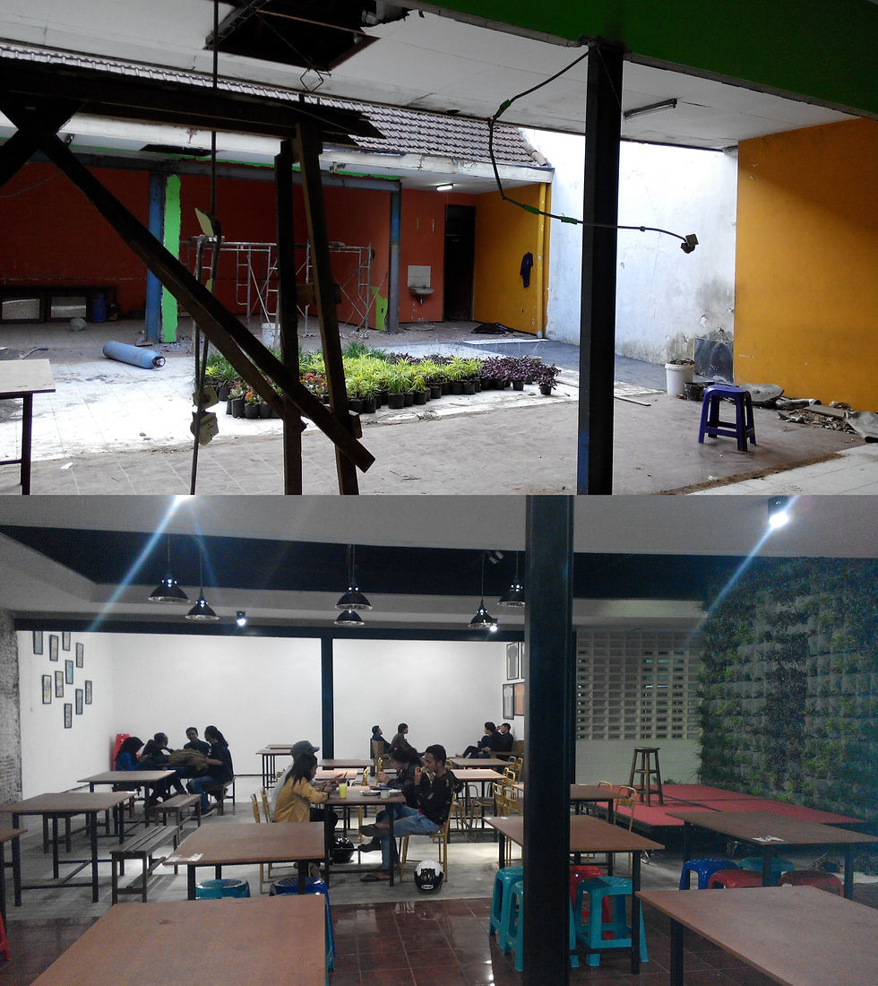 Sayap kiri, sebelum dan sesudah renovasi.