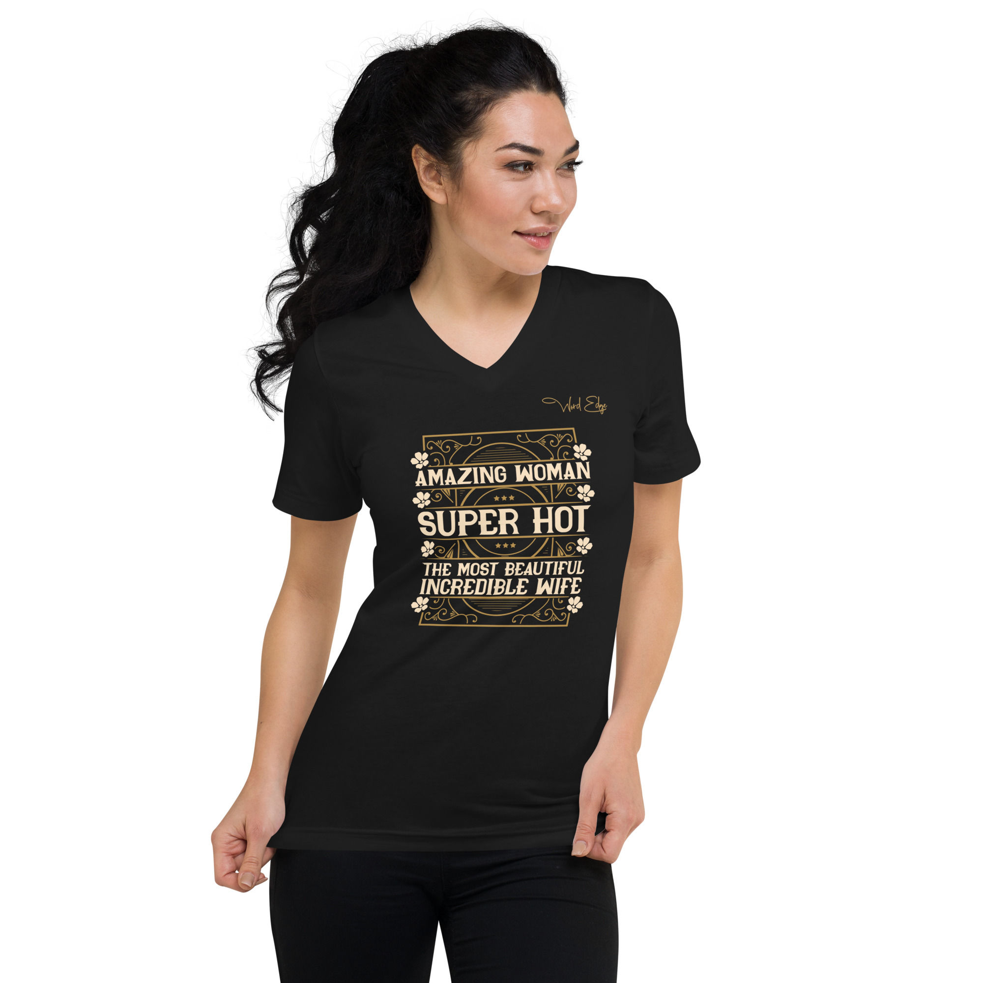 Beautiful wife, amazing mom Unisex Short Sleeve V-Neck T-Shirt