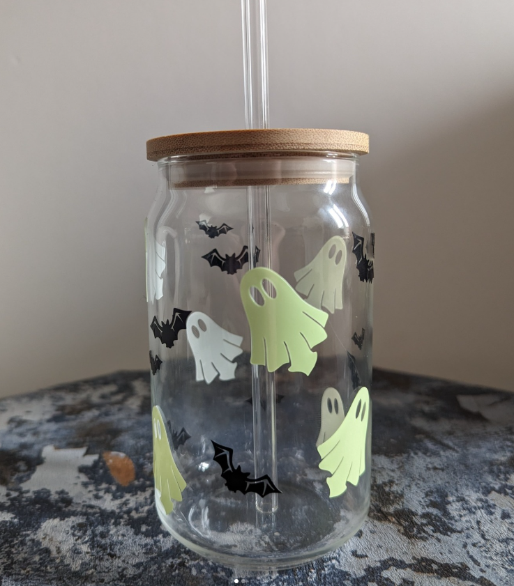 Glow in the Dark Ghost Libby Glass Can