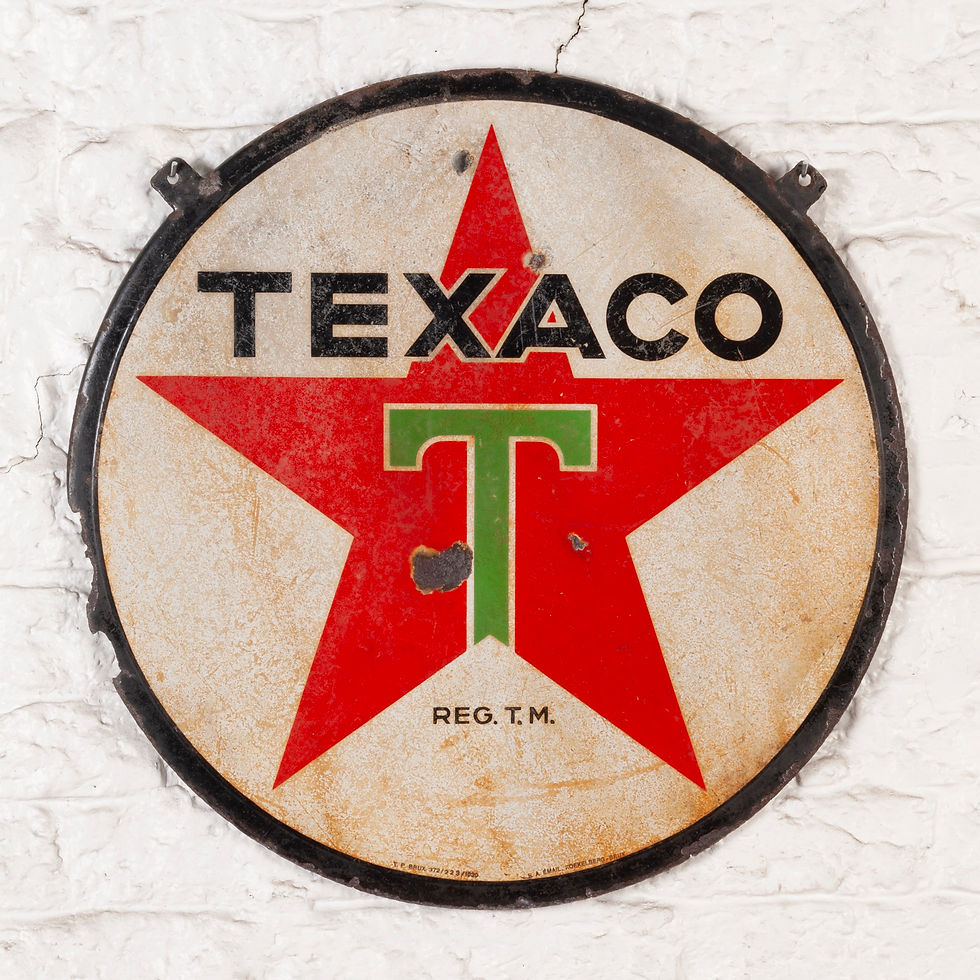 Thumbnail: DOUBLE-SIDED TEXACO PETROL ENAMEL SIGN