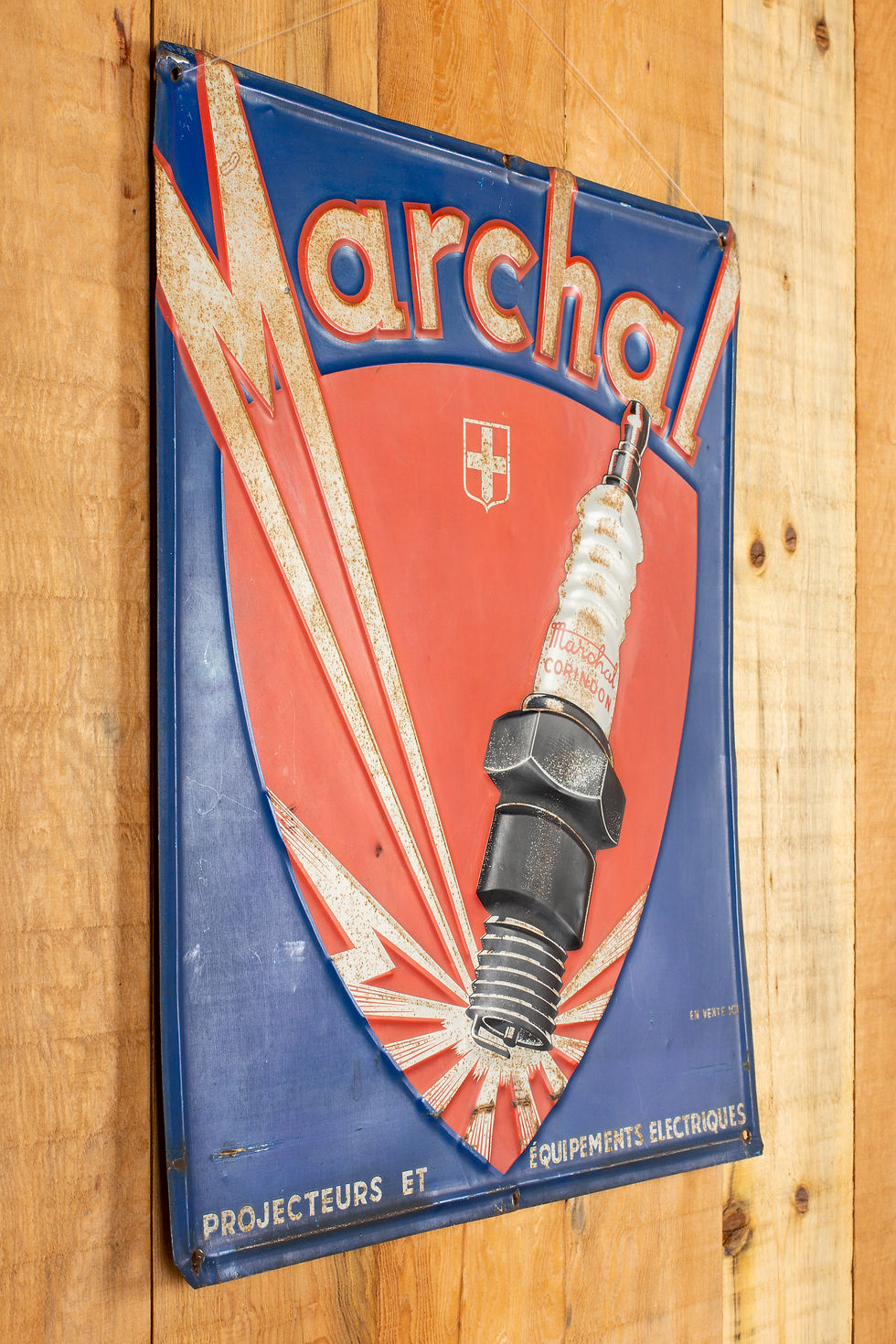 Thumbnail: VINTAGE, EMBOSSED MARCHAL SPARK PLUGS TIN SIGN