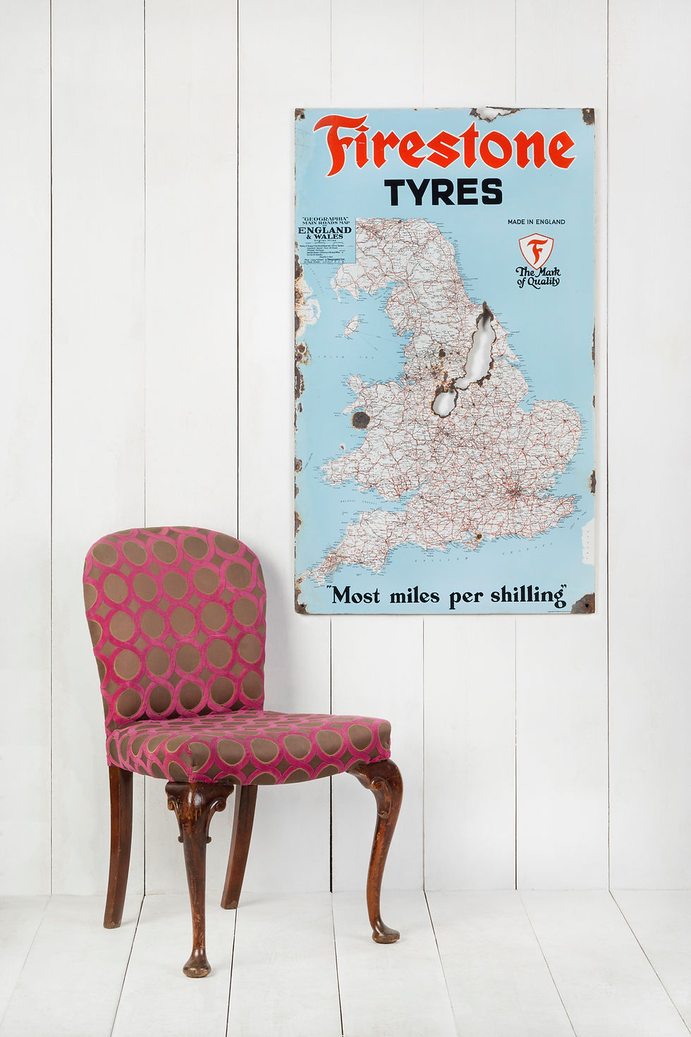 Thumbnail: FIRESTONE TYRES MAP OF ENGLAND ENAMEL SIGN
