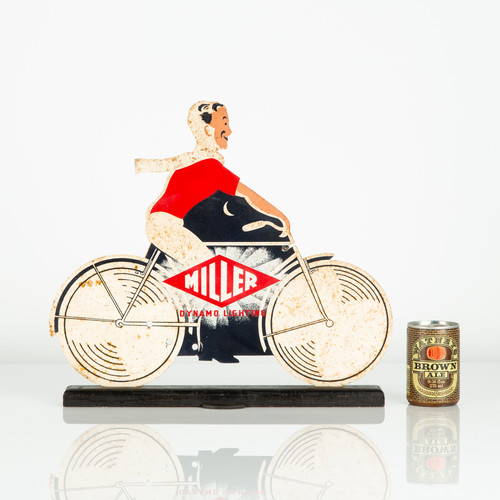 MILLER DYNAMO LIGHTING CYCLIST SHOP DISPLAY SIGN LJW Antiques