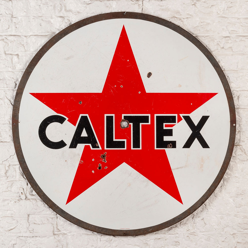 Thumbnail: LARGE, DOUBLE-SIDED CALTEX PETROL ENAMEL SIGN