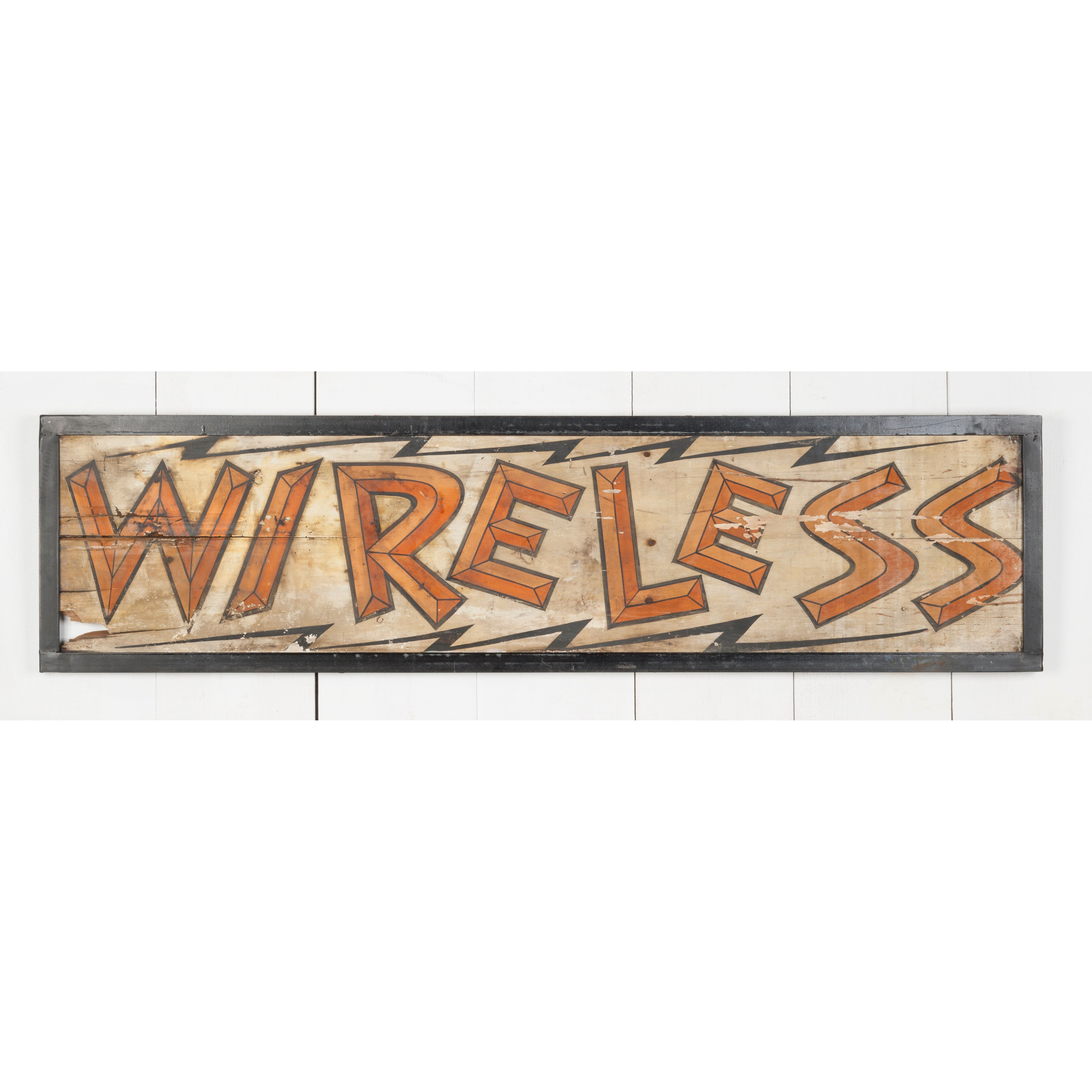 'WIRELESS' - WONDERFUL, PAINTED WOODEN SIGNAGE