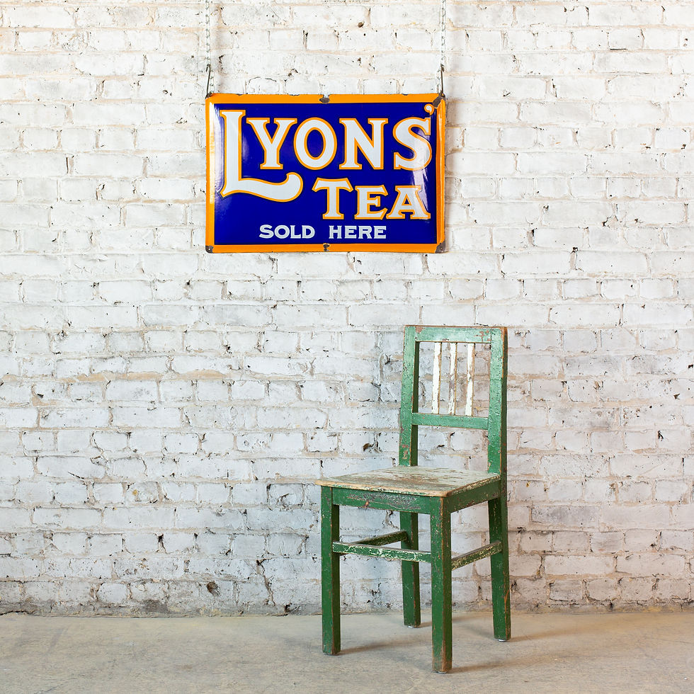 Thumbnail: A POT-BELLIED (CONVEX) LYONS' TEA ENAMEL SIGN