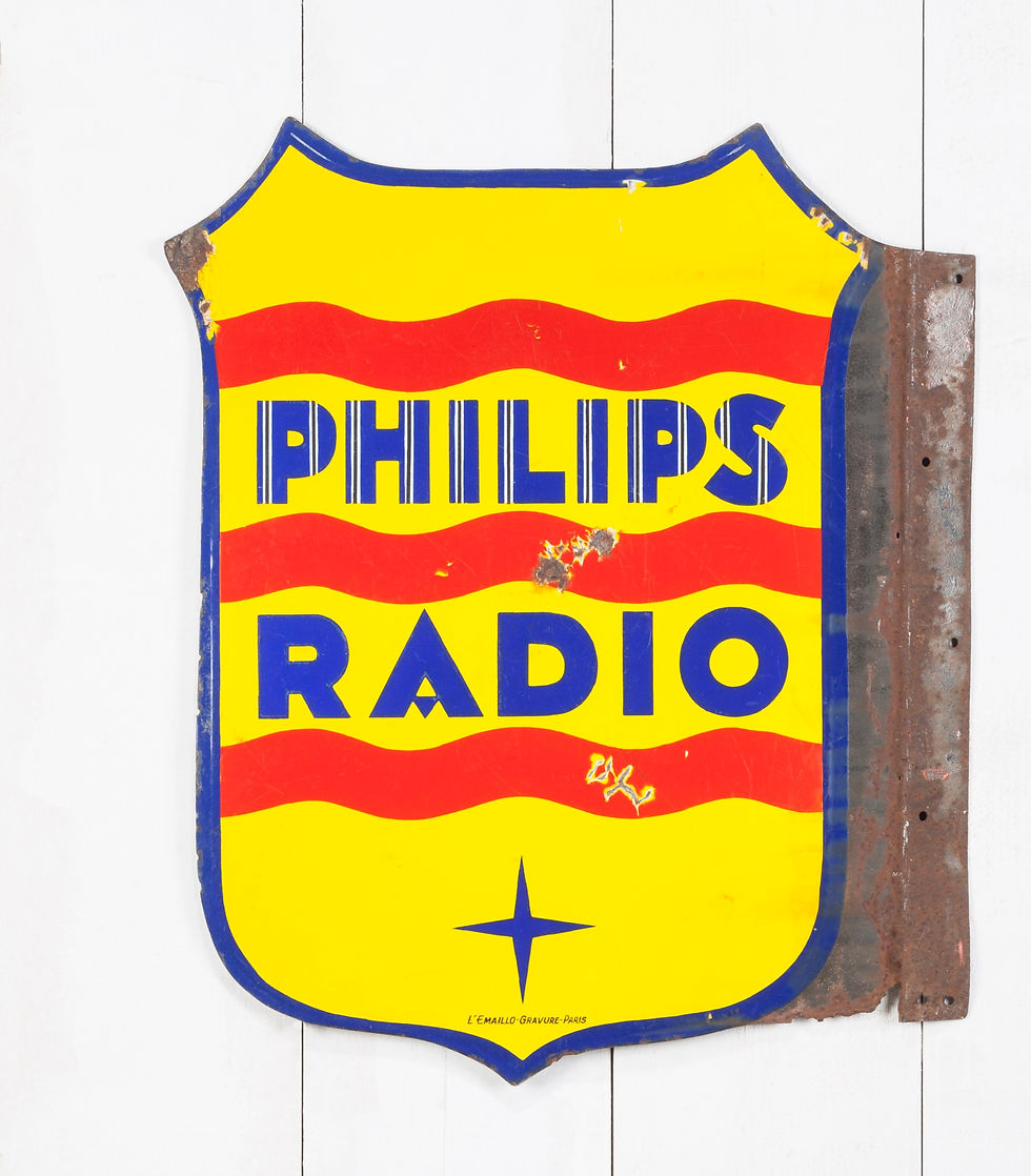 Thumbnail: EARLY, DOUBLE-SIDED PHILIPS RADIO ENAMEL SIGN