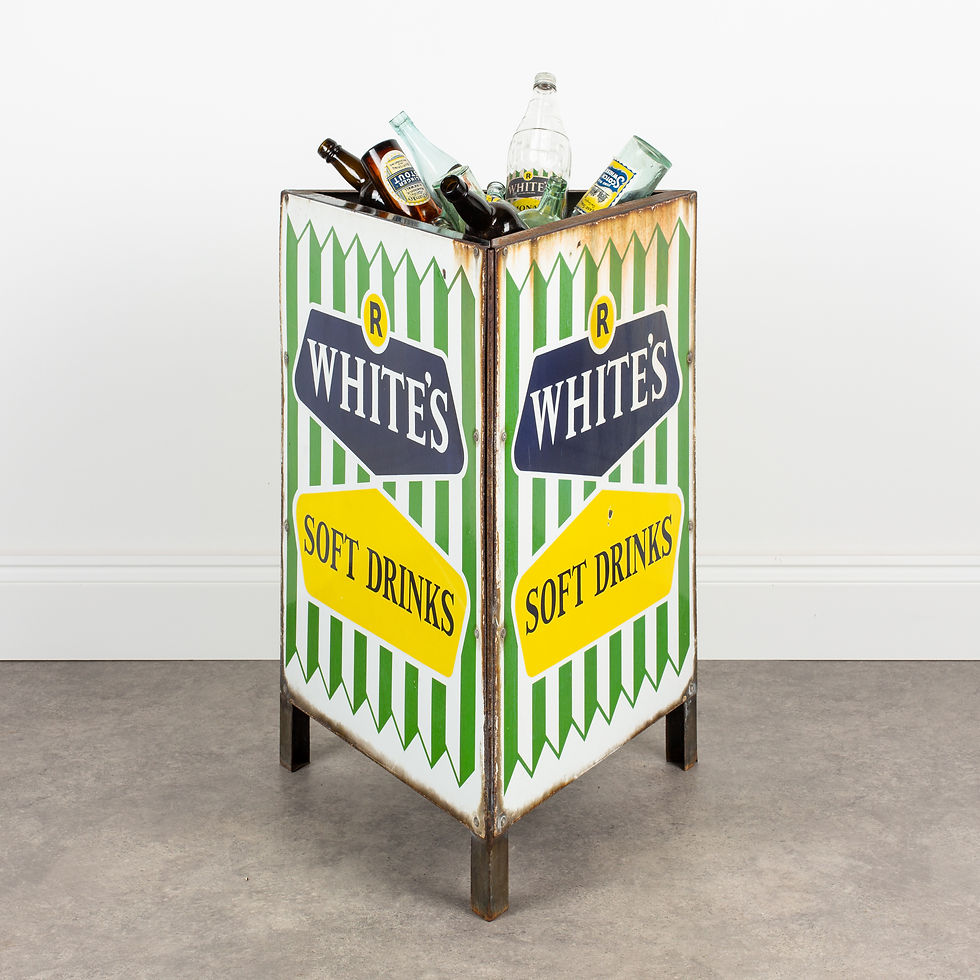Thumbnail: ORIGINAL ENAMEL R WHITE'S SOFT DRINKS BIN W. LINER