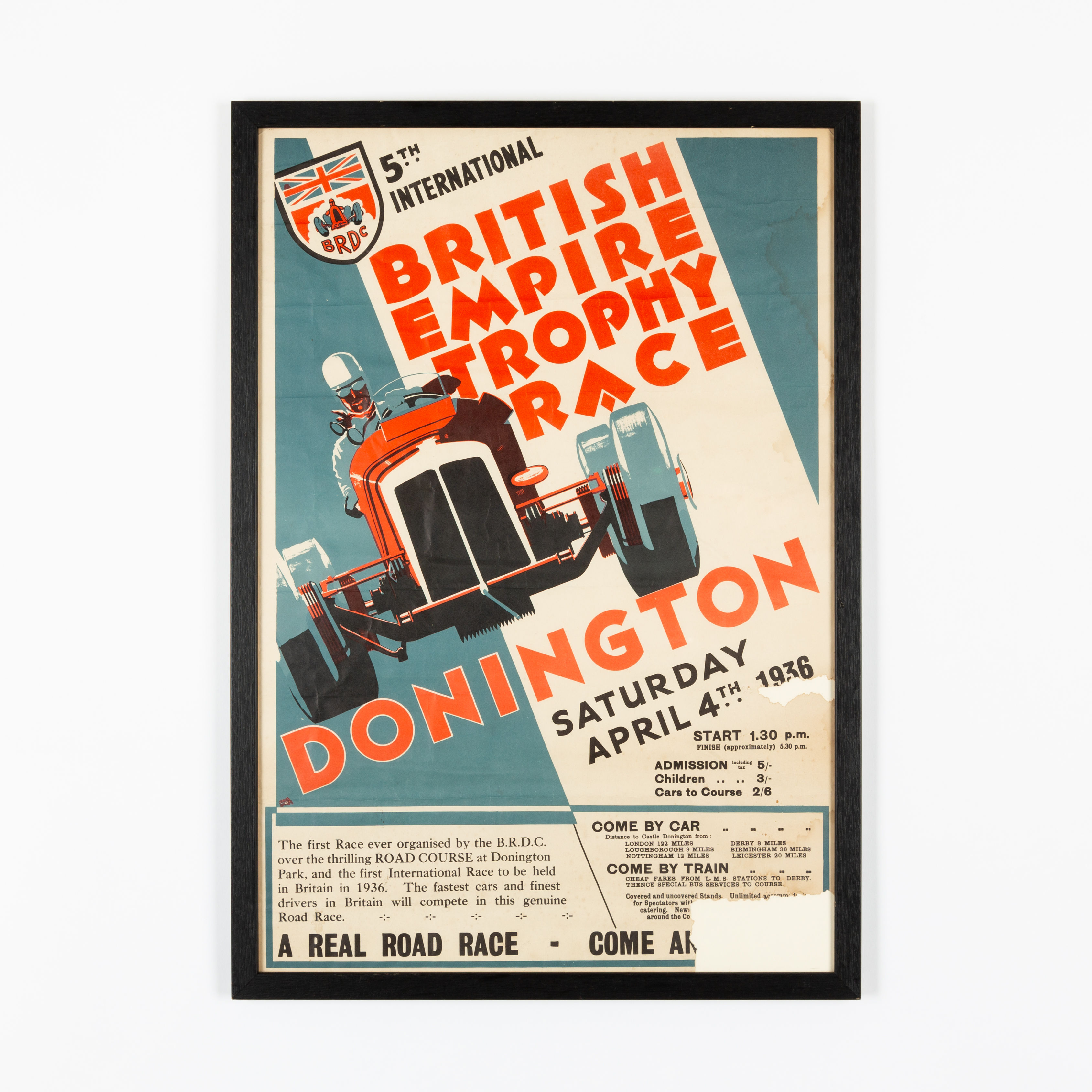 A 1936 BRDC BRITISH EMPIRE TROPHY RACE POSTER