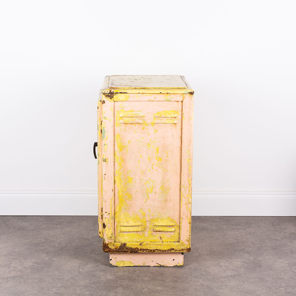 Thumbnail: MULTI-COLOURED, PAINTED METAL MEAT SAFE / SIDE CABINET