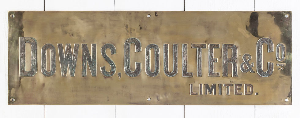 Thumbnail: ENGRAVED BRASS SIGN FOR 'DOWNS, COULTER & CO LTD'