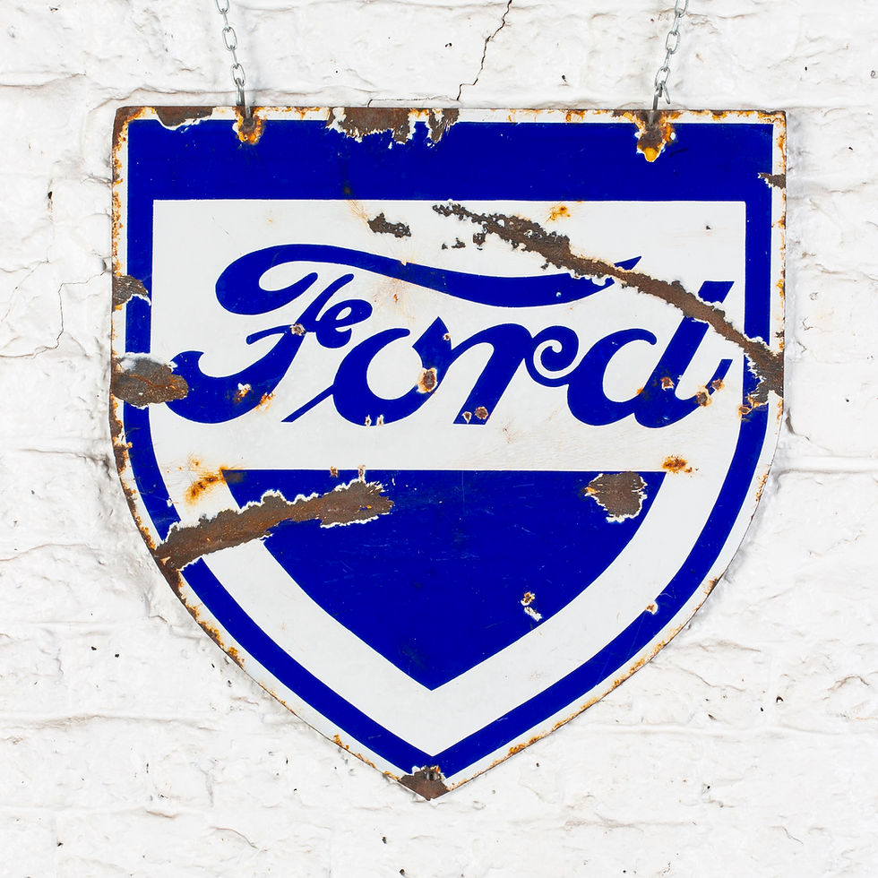 Thumbnail: EARLY, DOUBLE-SIDED FORD ENAMEL SIGN