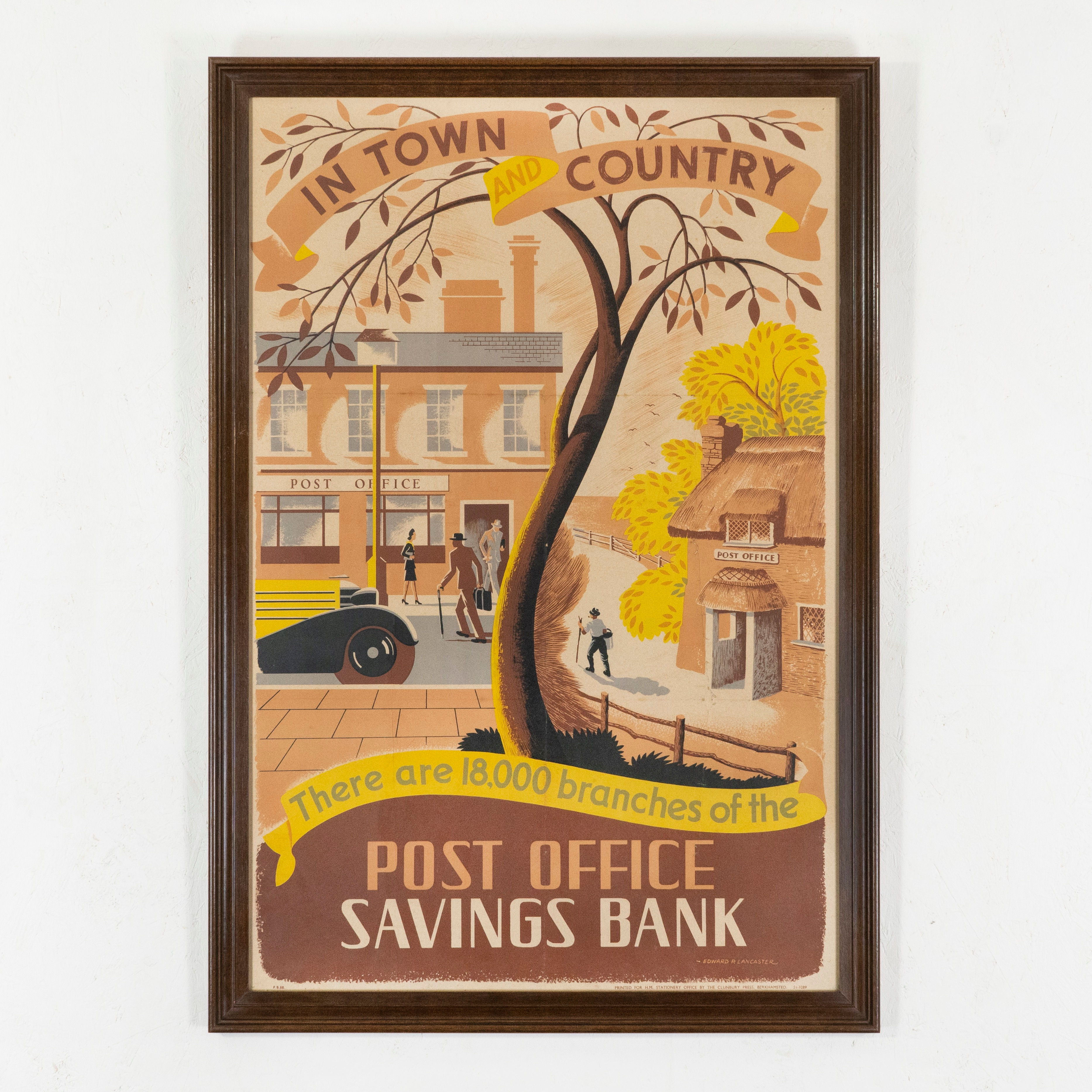 CHARMING WW2 ERA POST OFFICE SAVINGS BANK POSTER