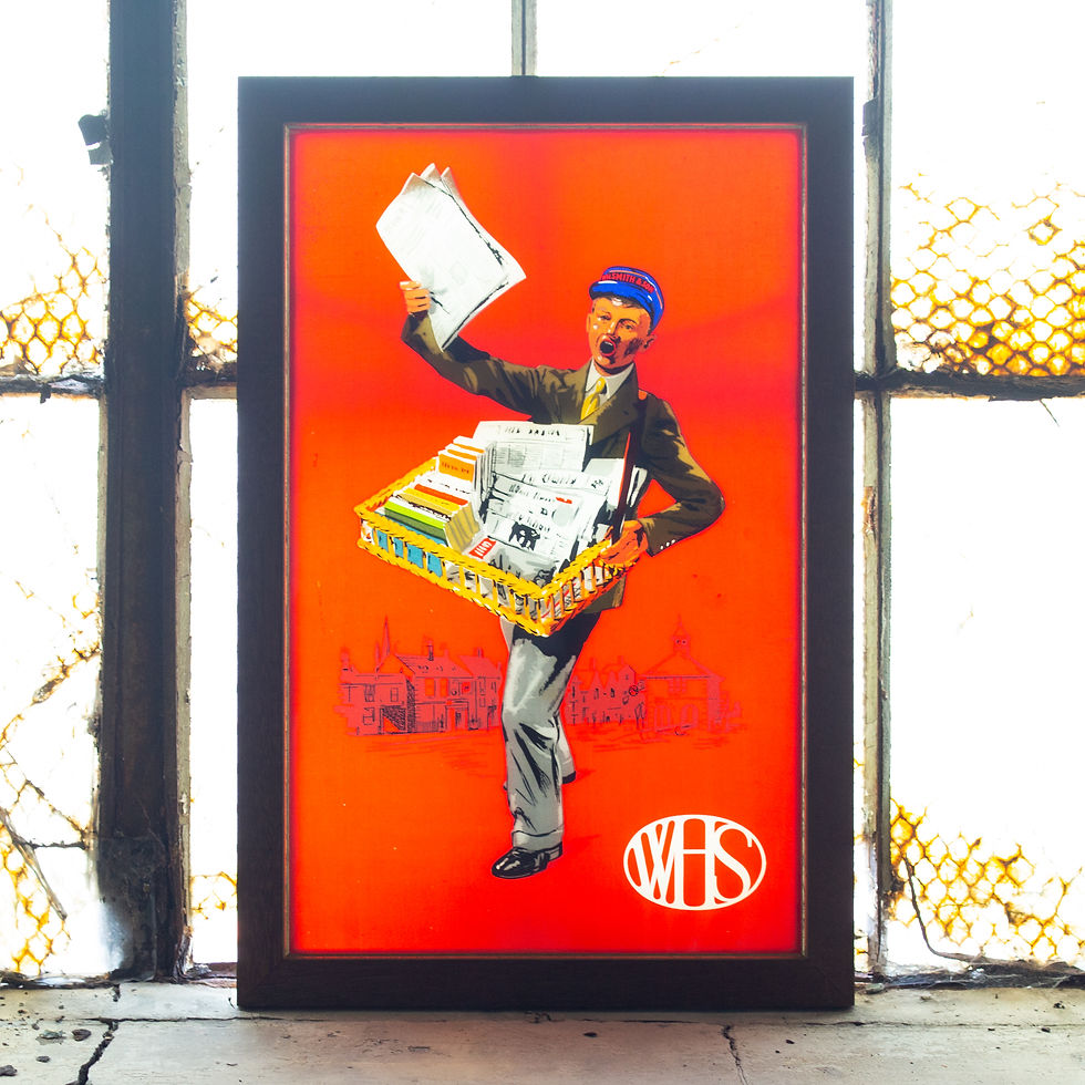 Thumbnail: WHSMITH REVERSE PRINTED GLASS ADVERTISING PANEL