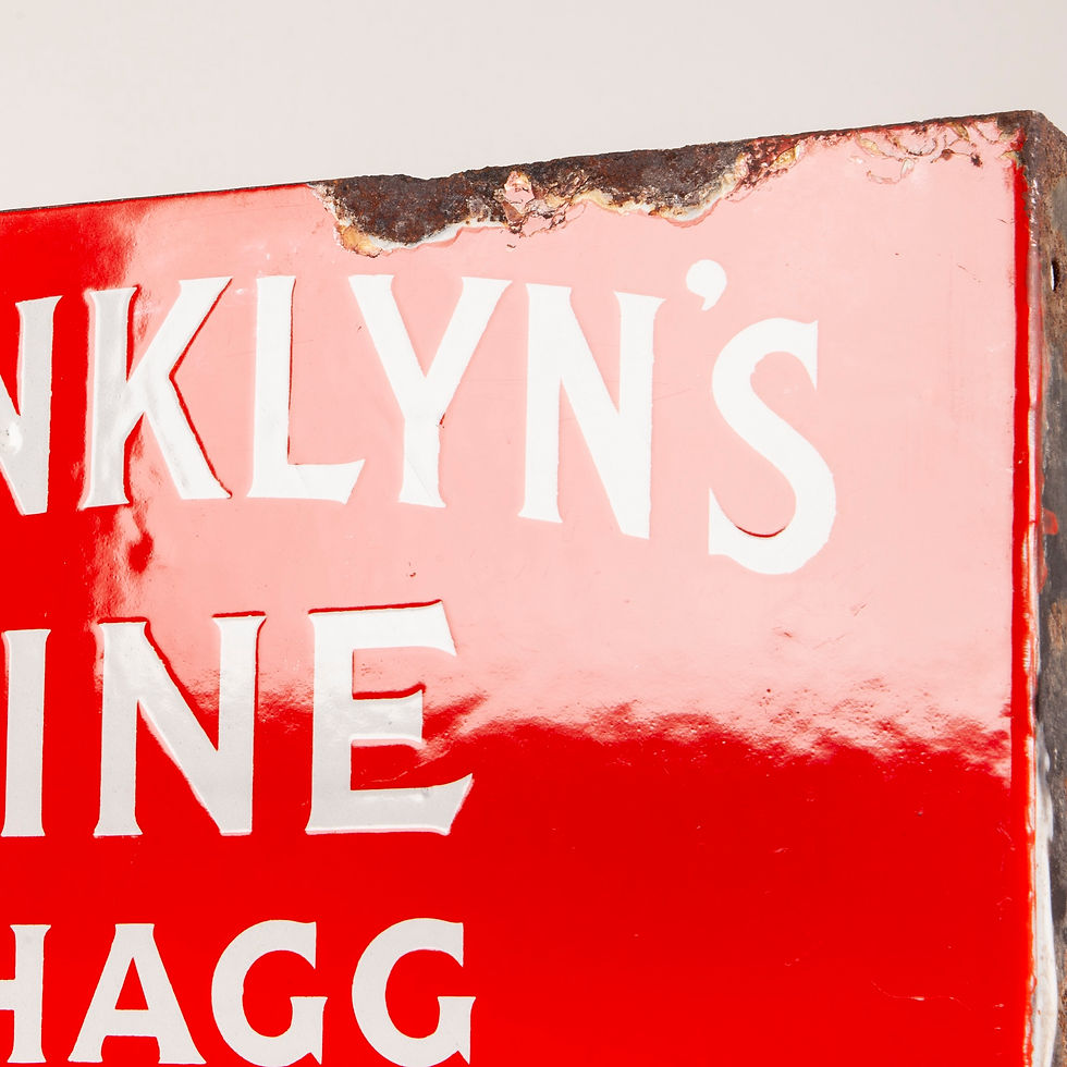 Thumbnail: VIBRANT FRANKLYN'S FINE SHAGG ENAMEL FLANGE SIGN