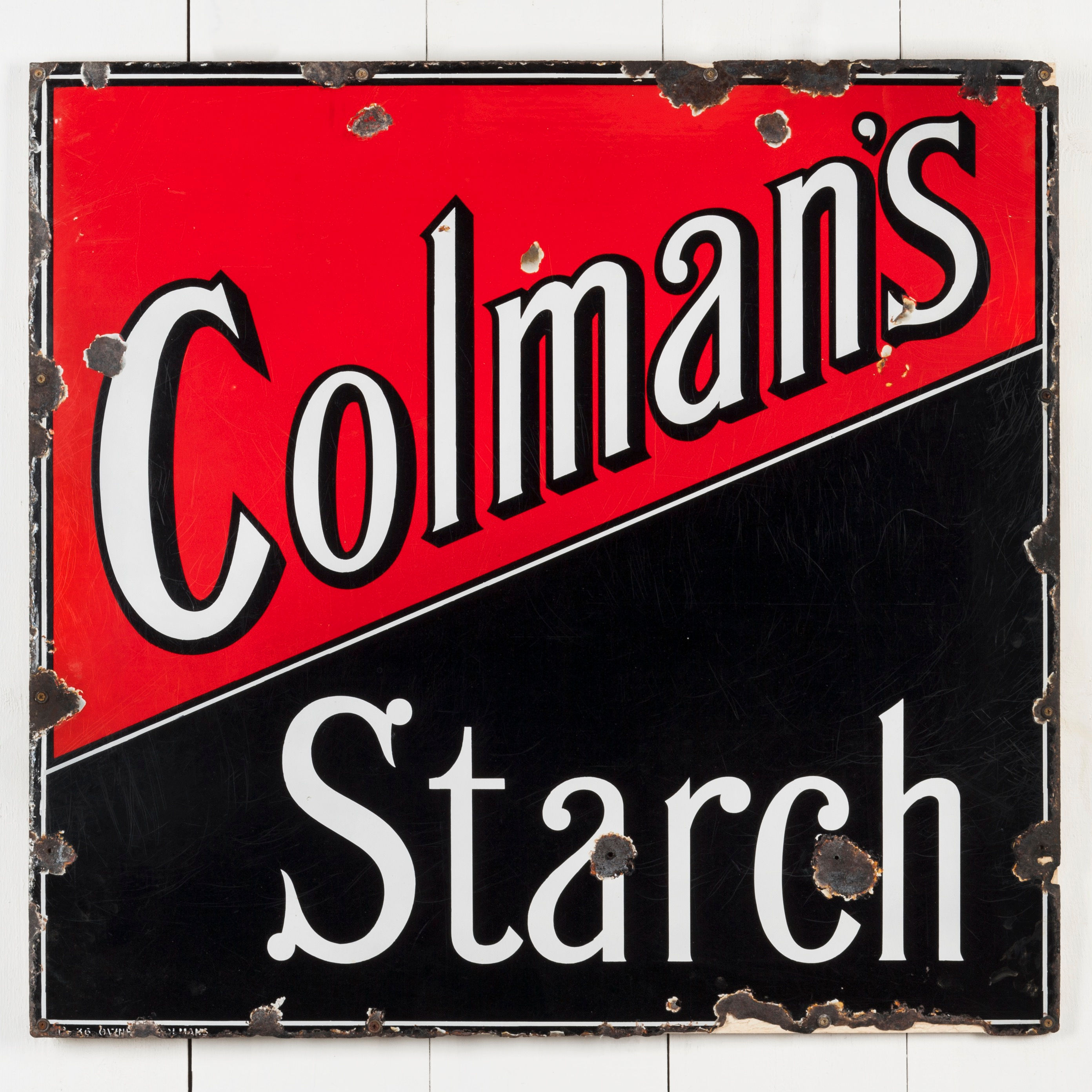 STRIKING, LARGE COLMAN'S STARCH ENAMEL SIGN