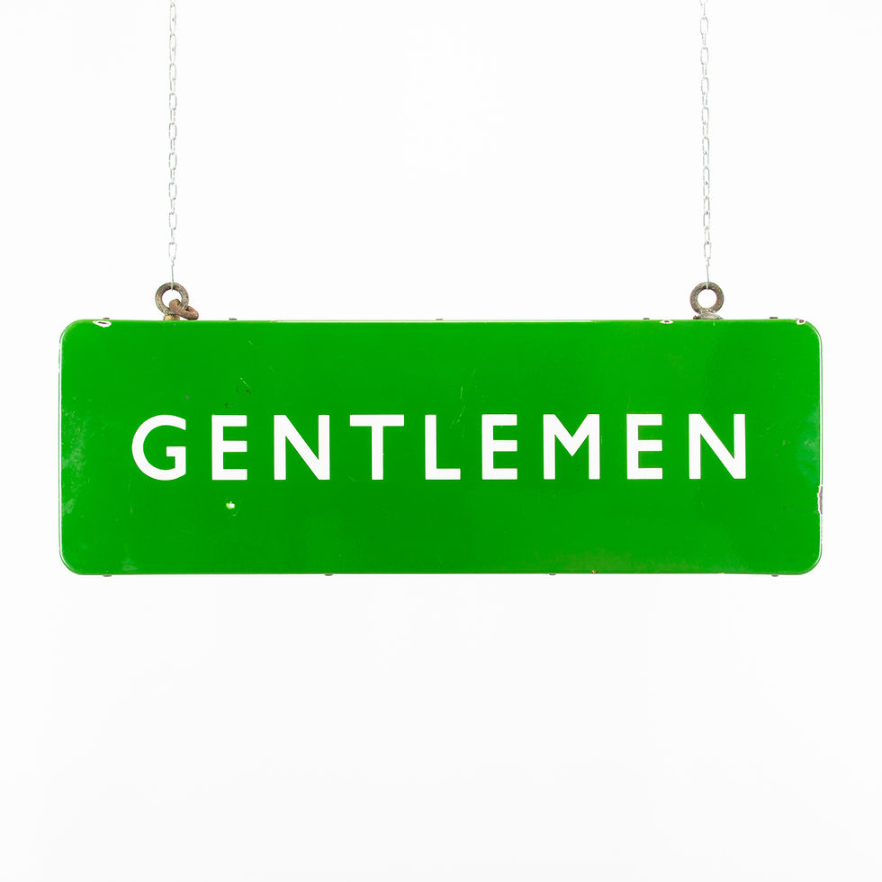 Thumbnail: A DOUBLE-SIDED BRITISH RAILWAYS GENTLEMEN HANGING ENAMEL SIGN