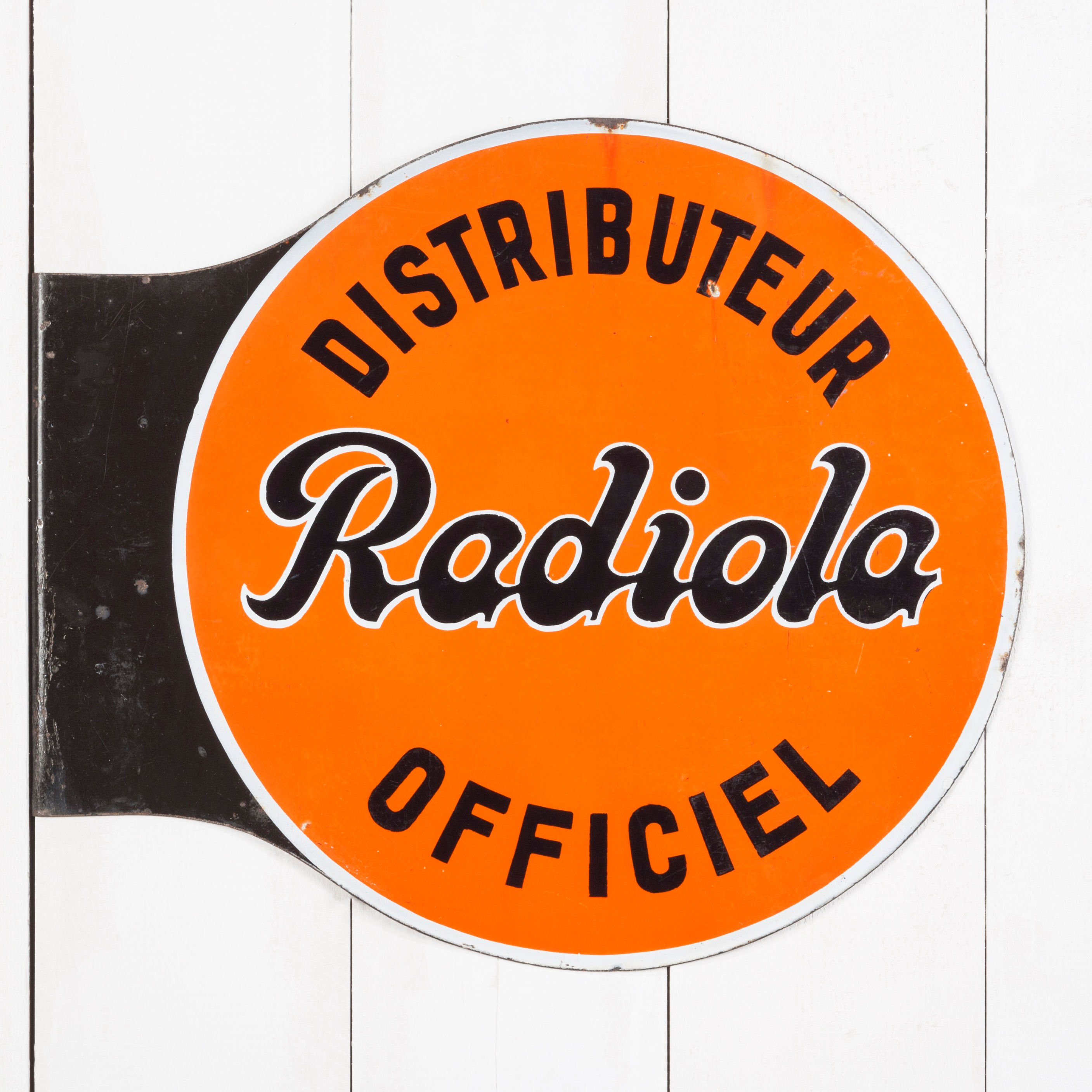 VIBRANT, DOUBLE-SIDED RADIOLA ENAMEL SIGN