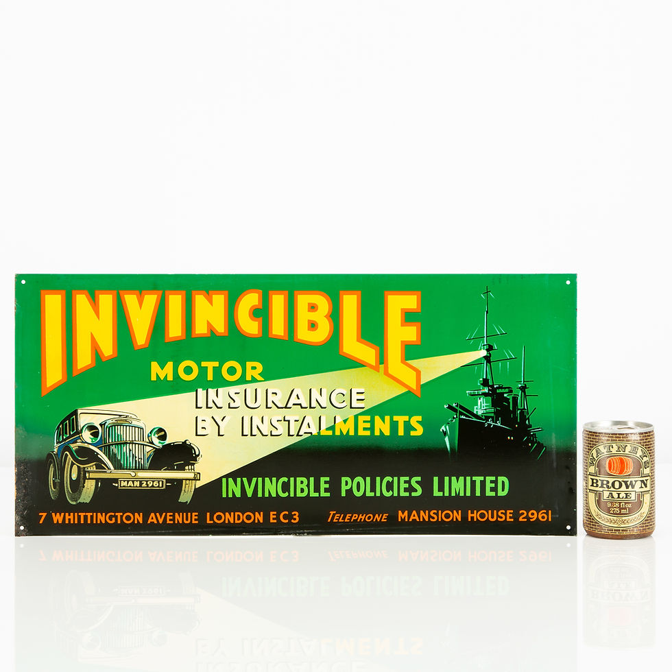 Thumbnail: INVINCIBLE MOTOR INSURANCE TIN ADVERTISING SIGN
