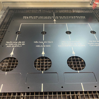 Laser engraved industrial control panel before paint filling