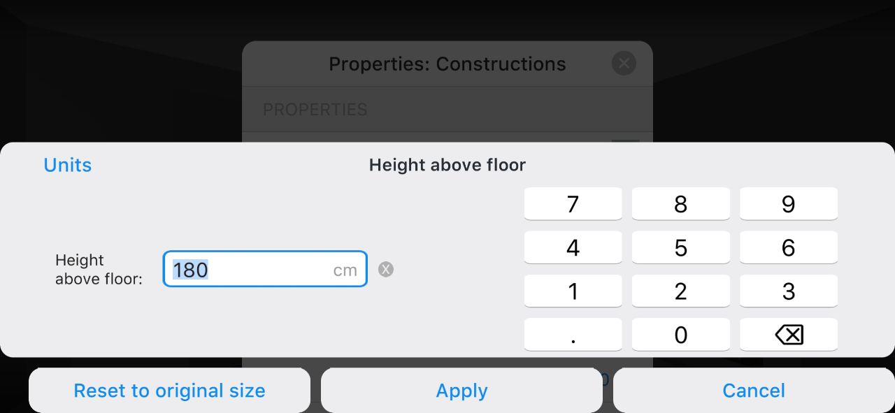 Height above floor | Room Planner