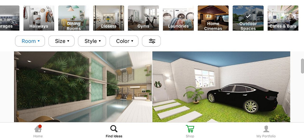 Find ideas interface | Room Planner