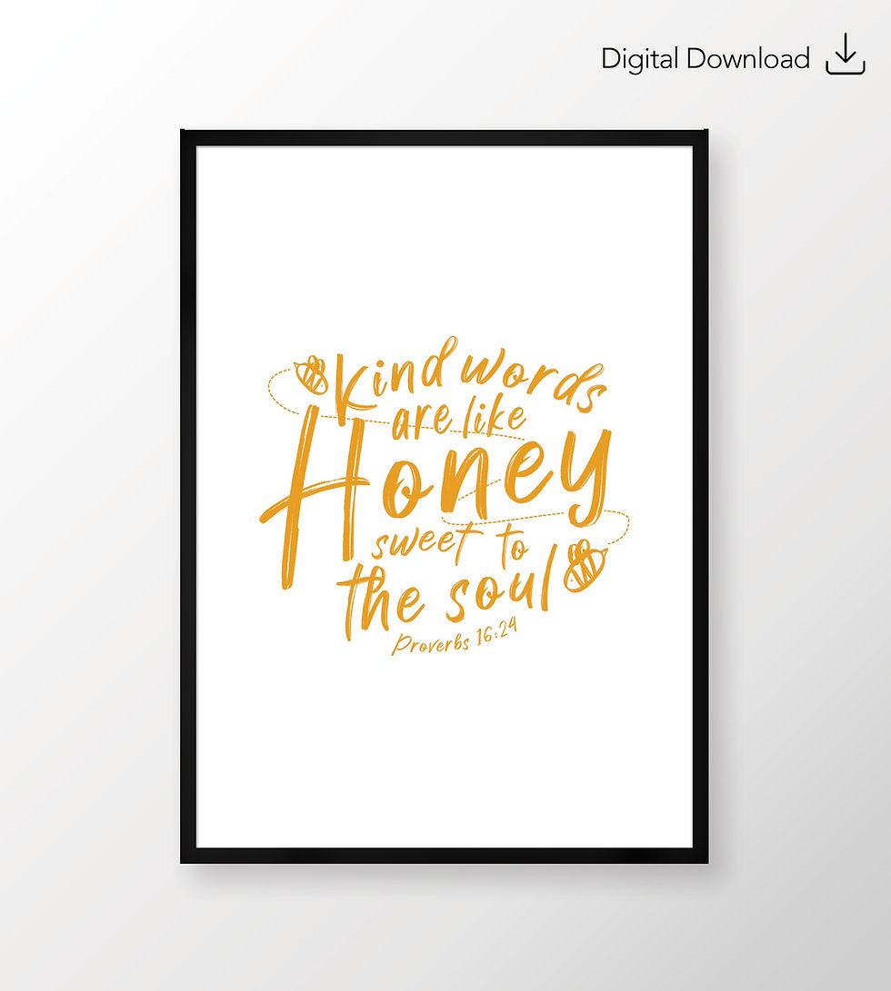 Kind words are like honey Bible verse print