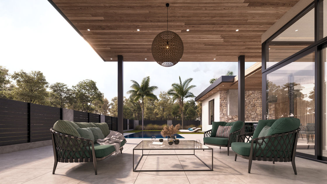 Outdoor Living Space with B&B Italia furniture overlooking the swimming pool