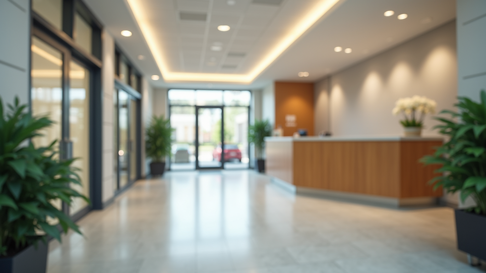 High angle view of a community health center reception area