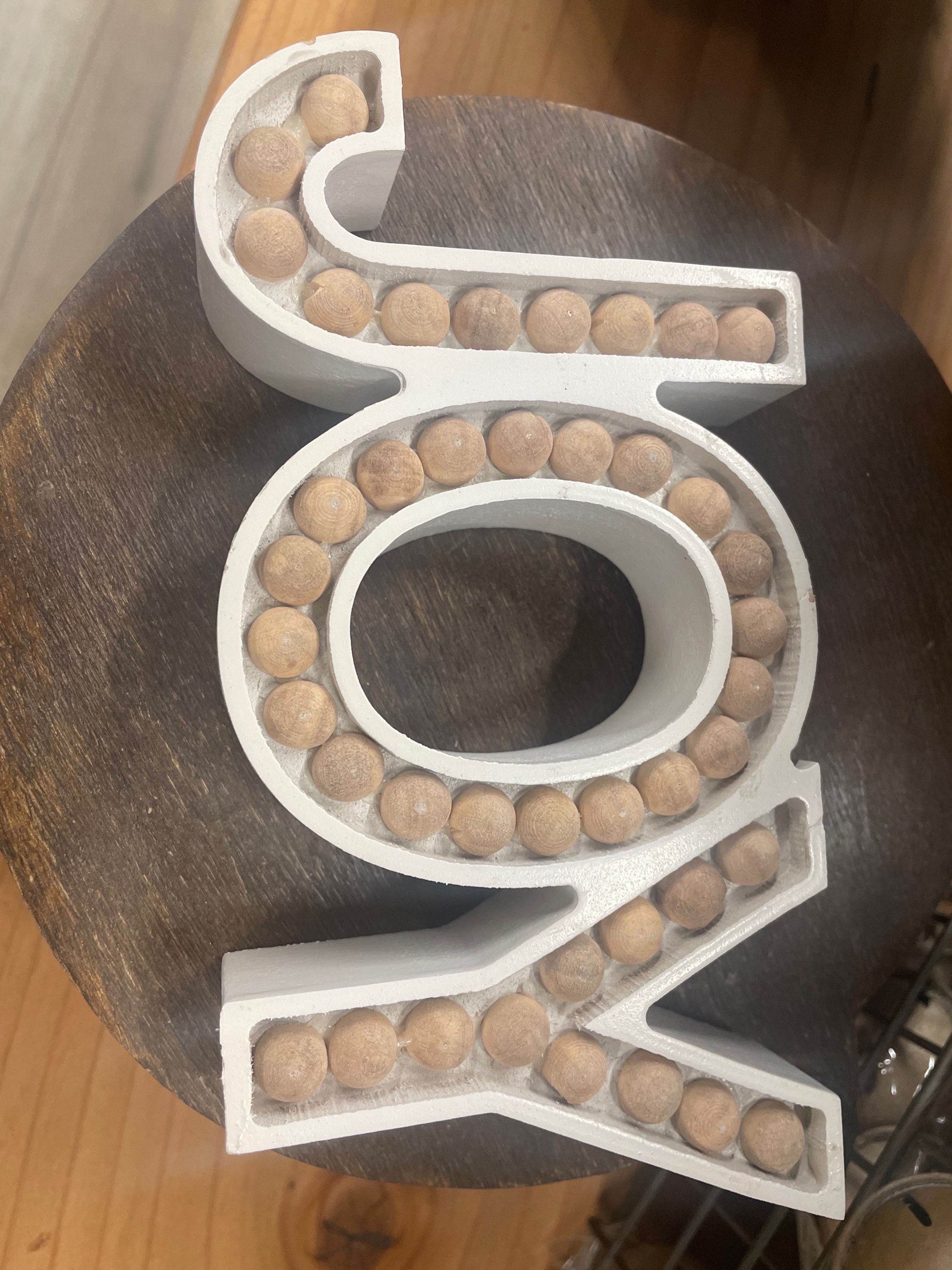 Gray Wooden Joy Sign w/Wooden Ball Accents