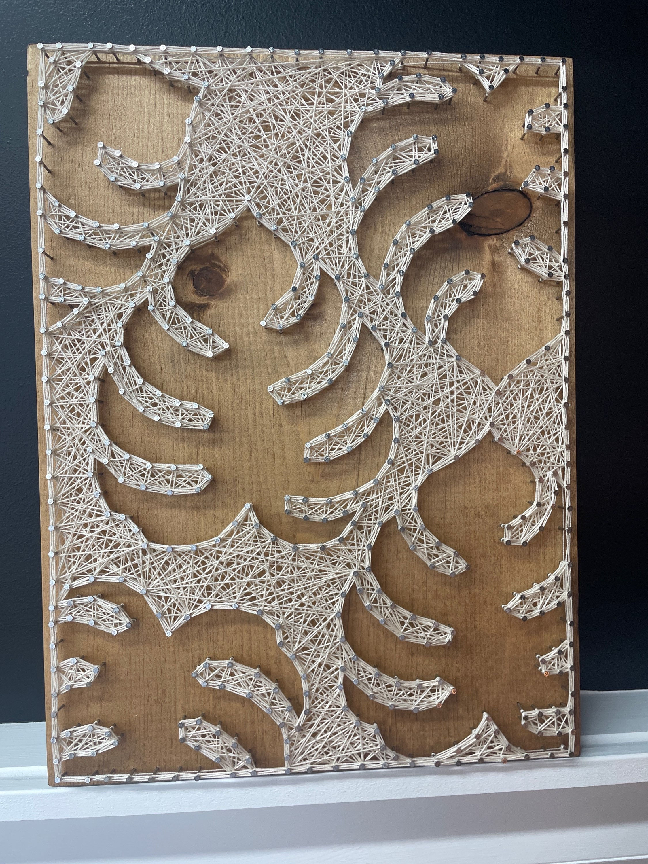 White Leaf string design by Knotted Bug