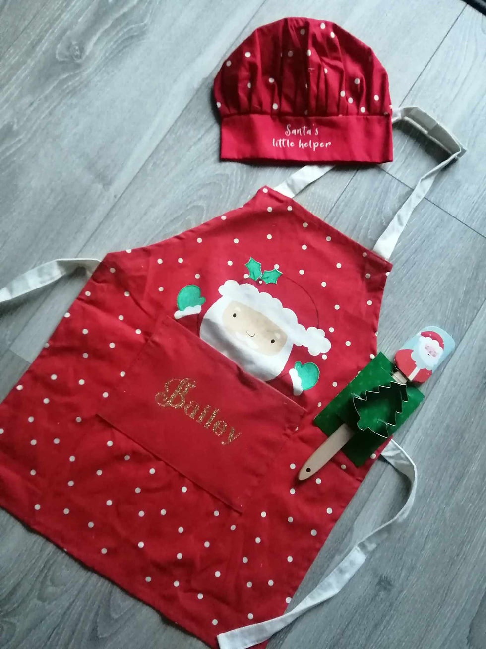 Thumbnail: Personalised KIDS Apron & Hat Red or White Christmas Baking Set Age 3-6