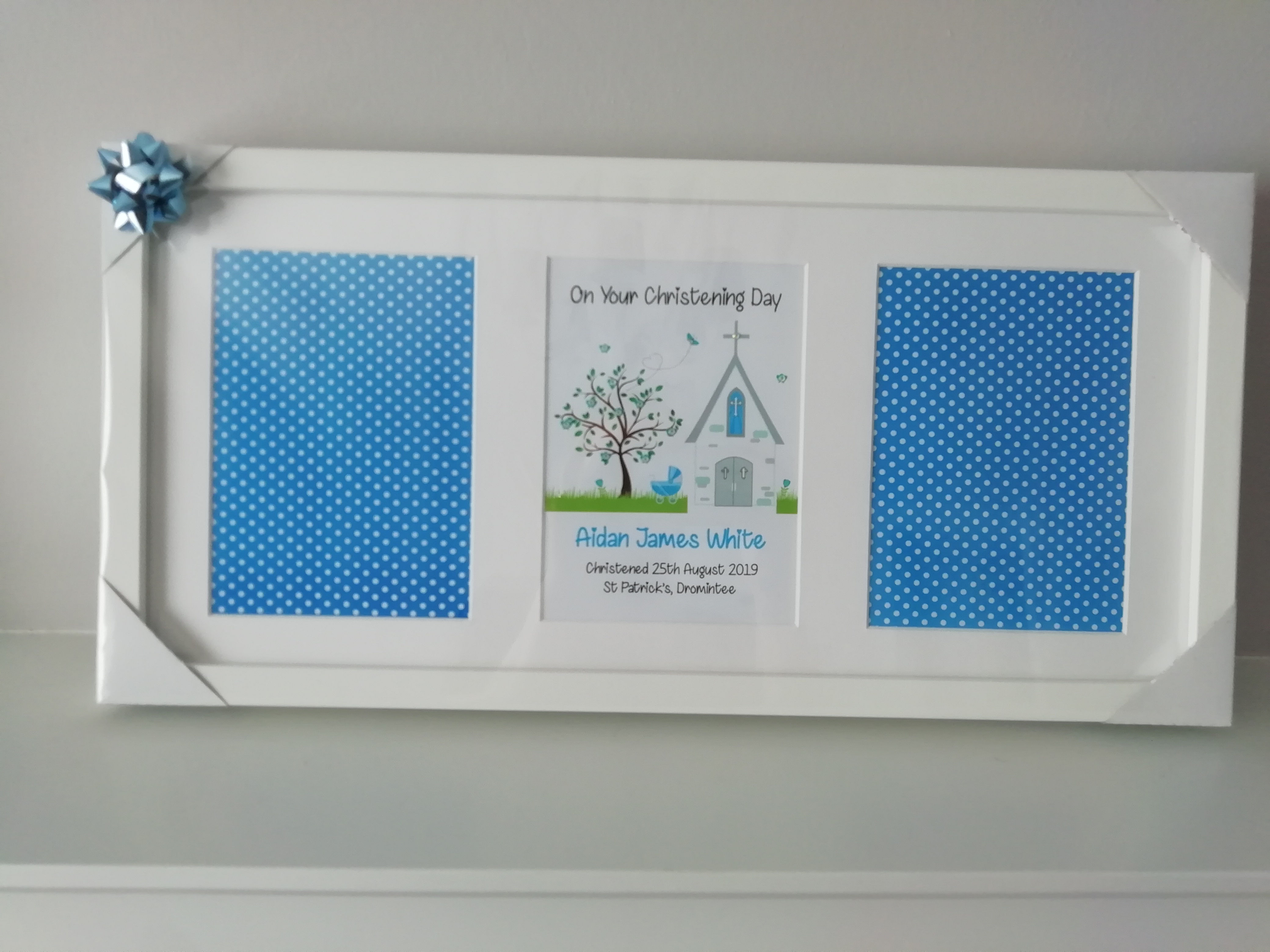Personalised Boy Christening Triple Gift Frame