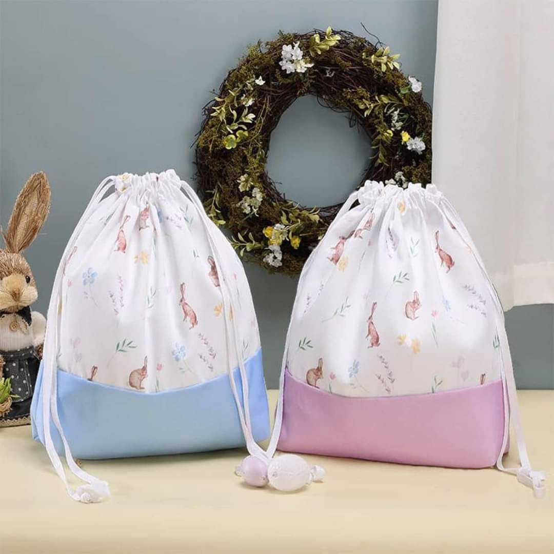 Beautiful Easter Bunny Velvet Drawstring Bag