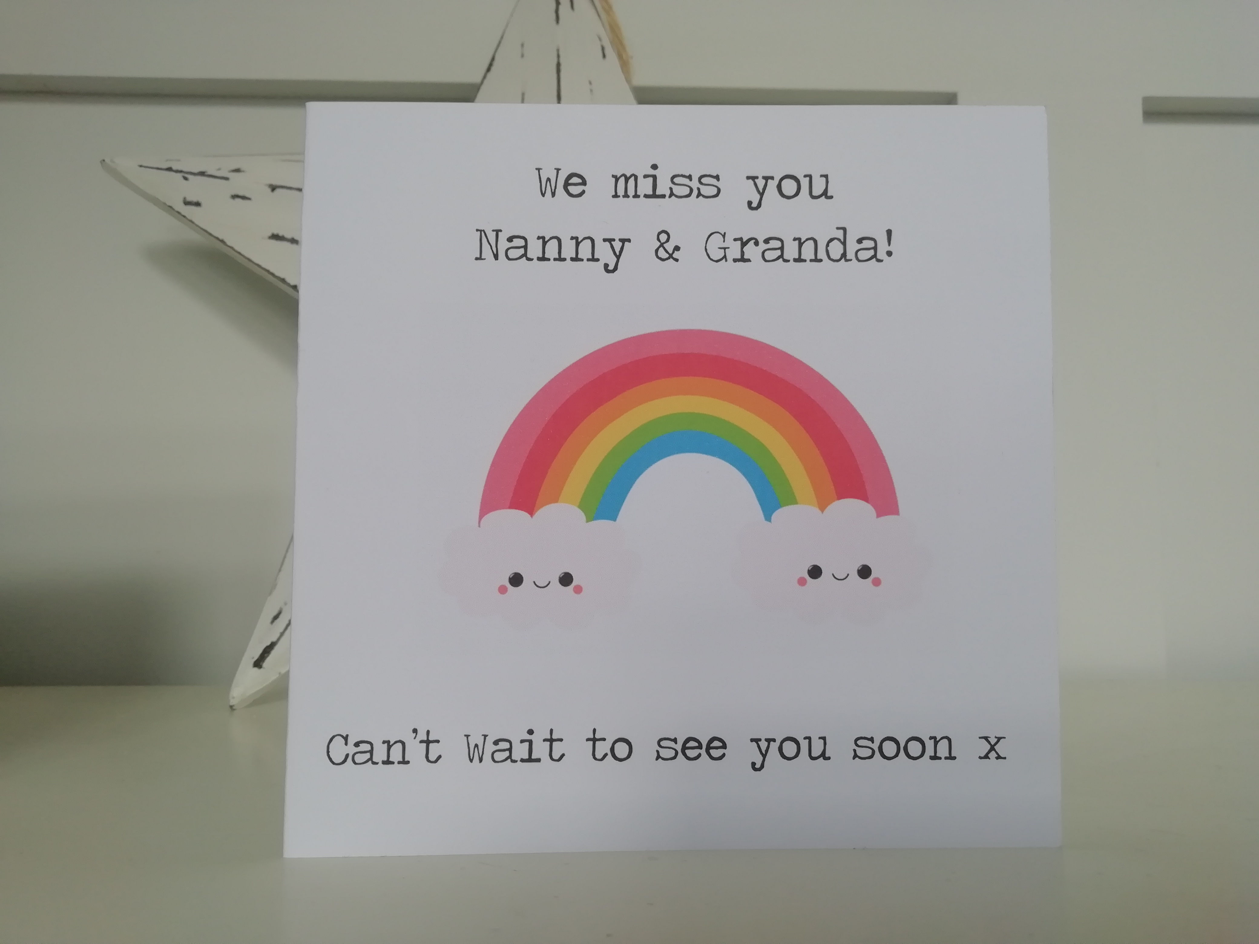 Personalised Happy Rainbow We Miss You Card POSTED FREE TO RECIPIENTS