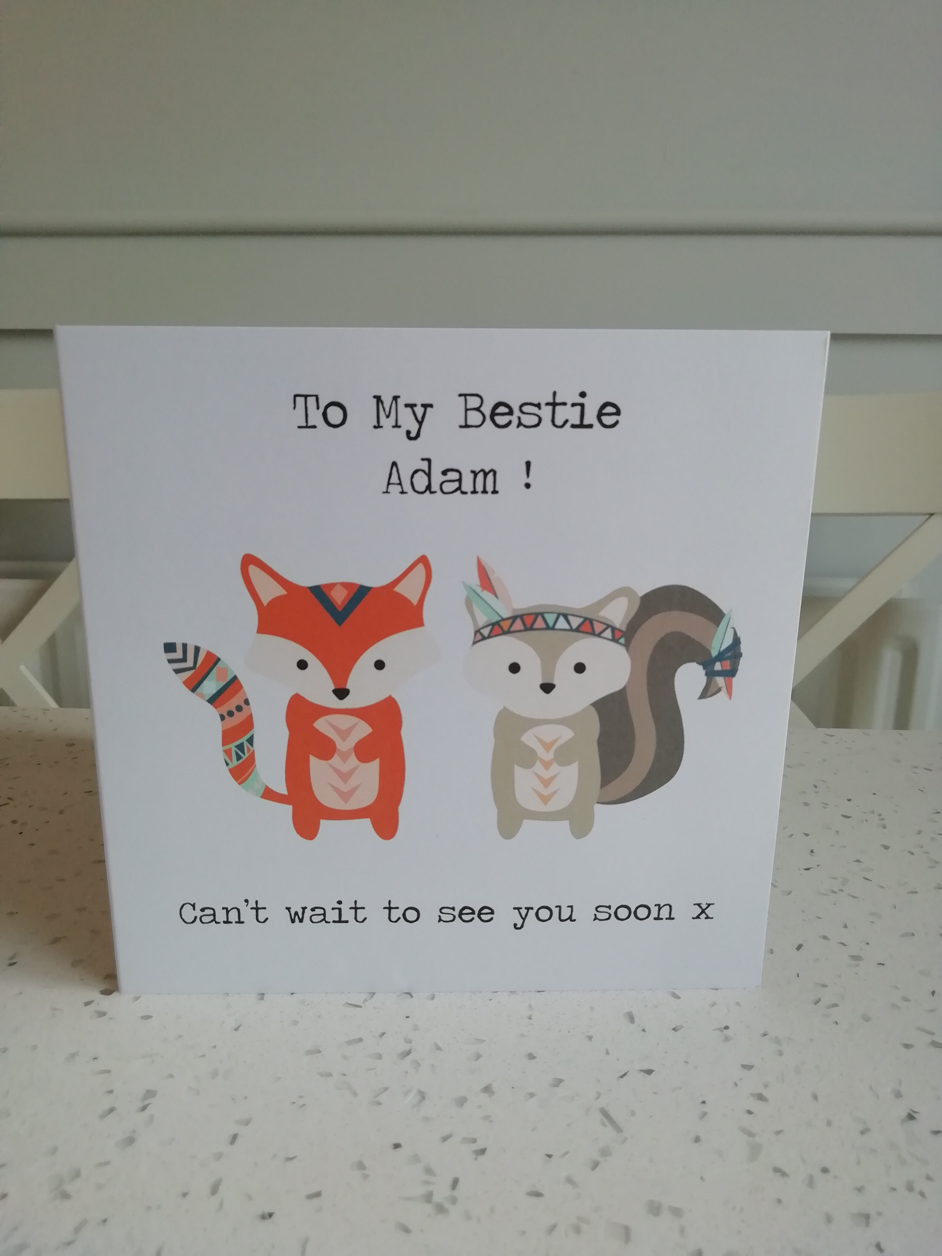 Personalised Fox Miss You Bestie Card POSTED FREE TO RECIPIENTS