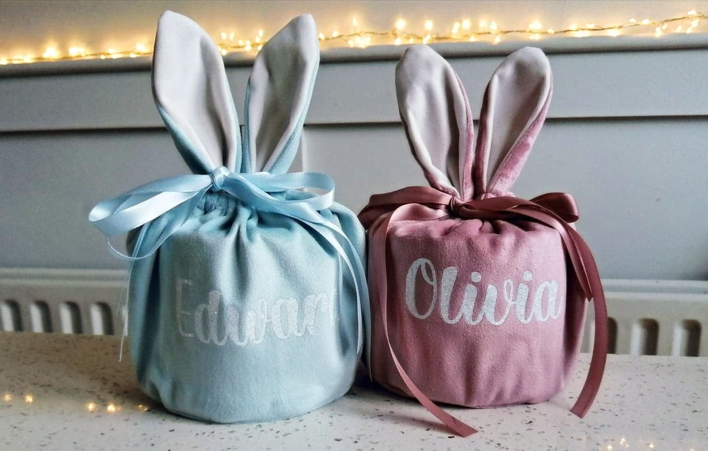 XL Easter Bunny Rabbit Ear Velvet Bag