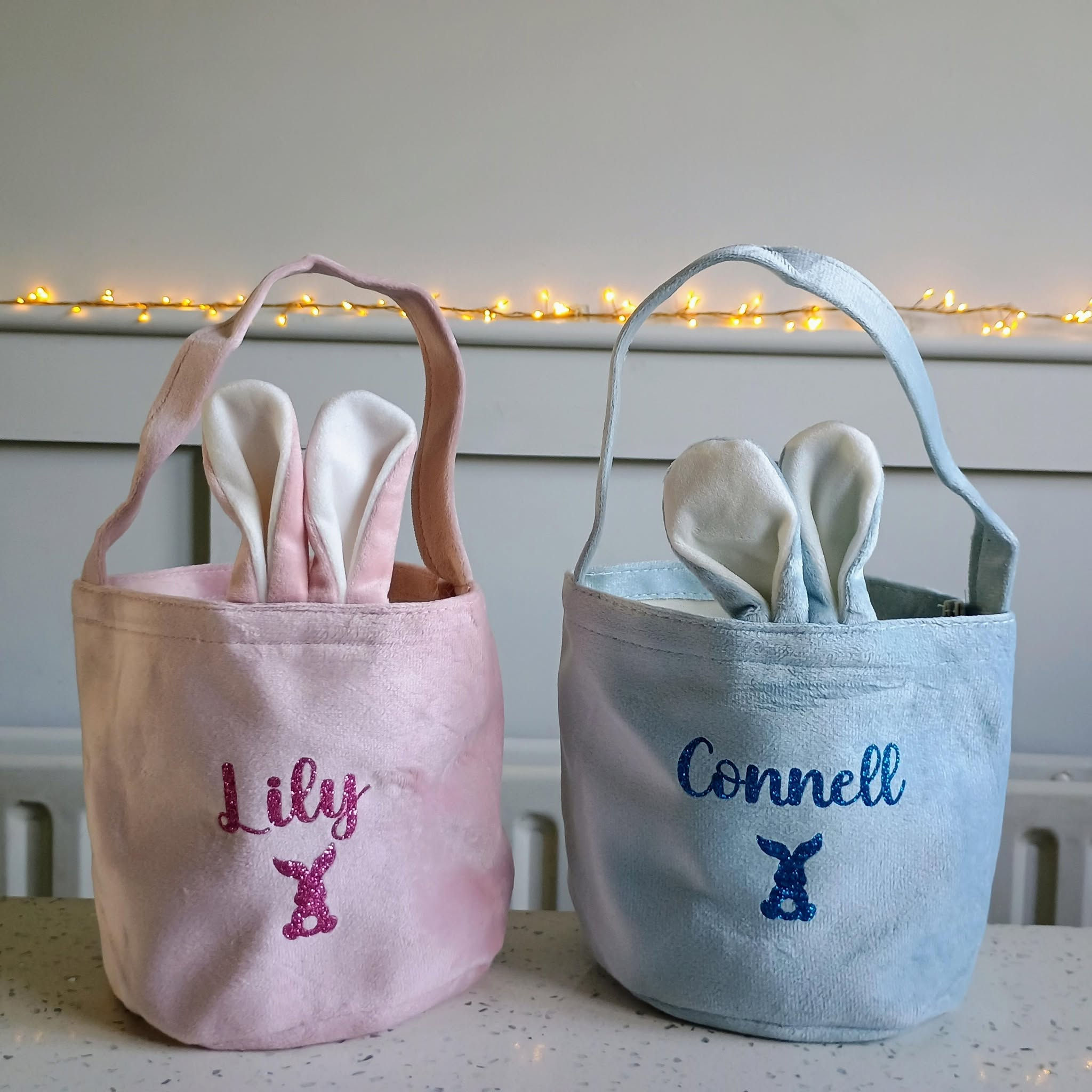 Personalised Easter Bunny Ear Velvet Bag with Handle Gift 20cm