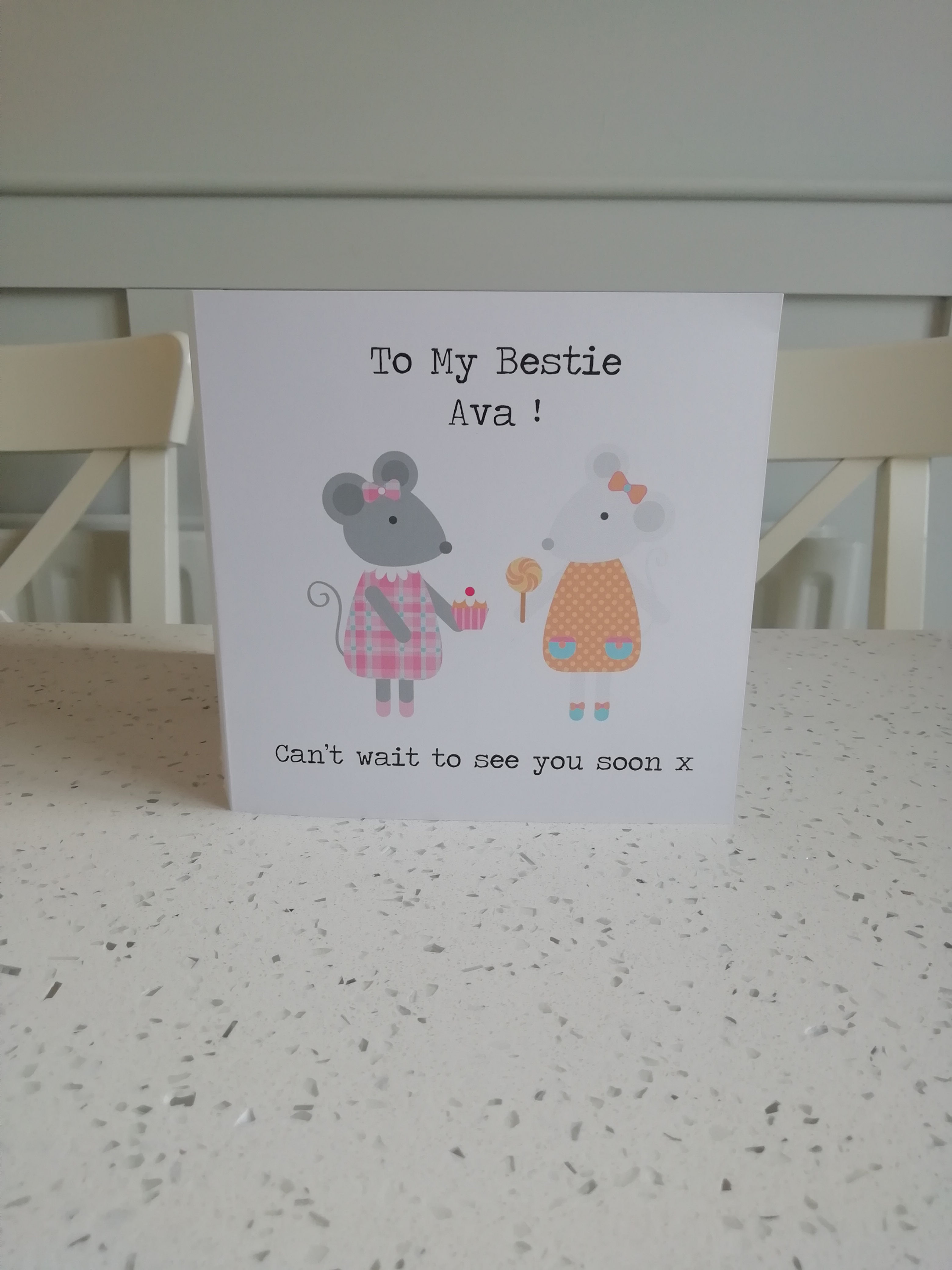 Personalised Mouse Miss You Bestie Card POSTED FREE TO RECIPIENTS