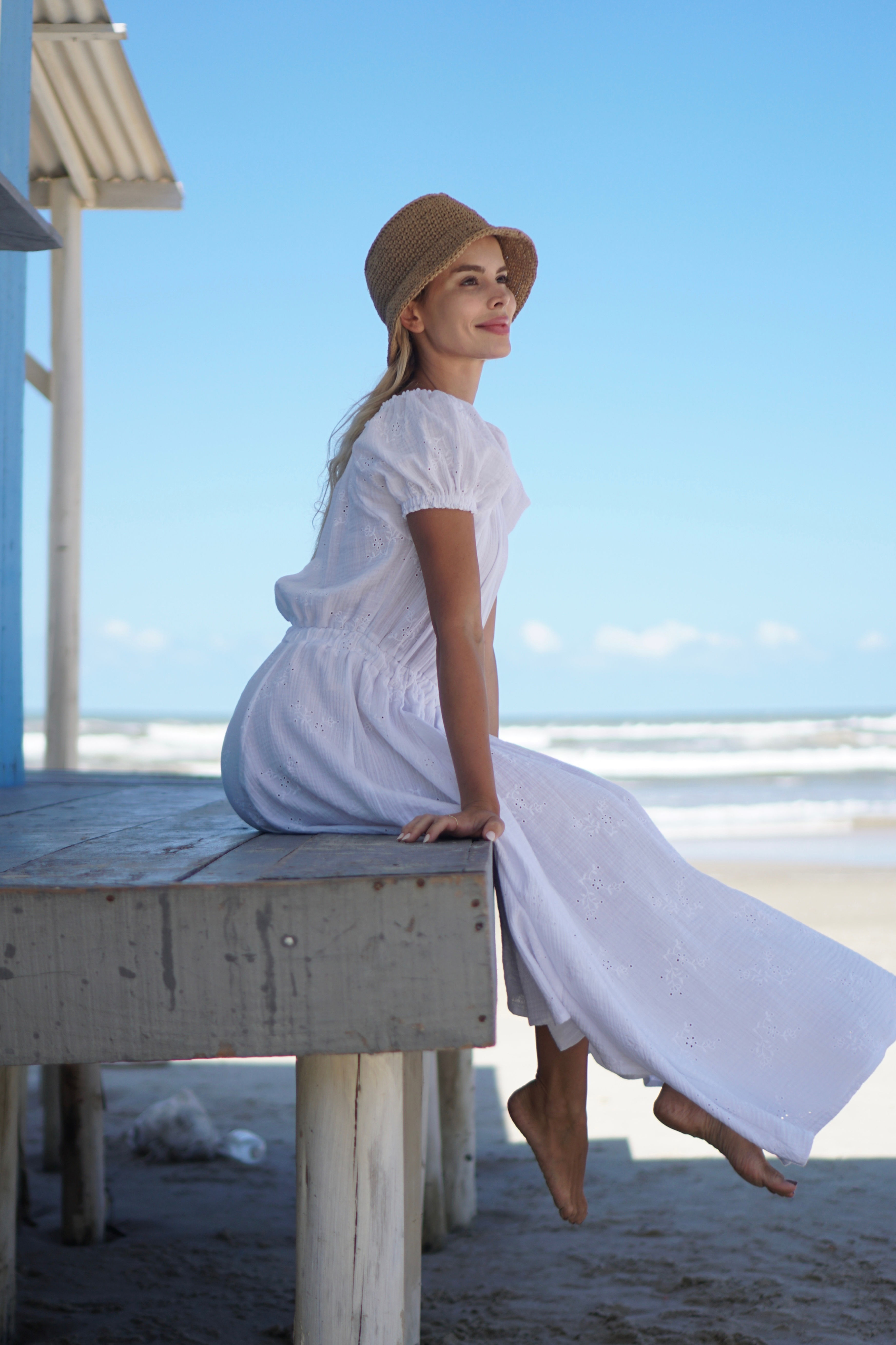 NEW! Vestido Magnolia Off White com broderí