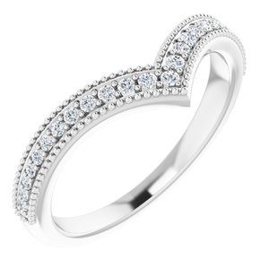 Platinum 1/6 CTW Natural Diamond Stackable V Ring   