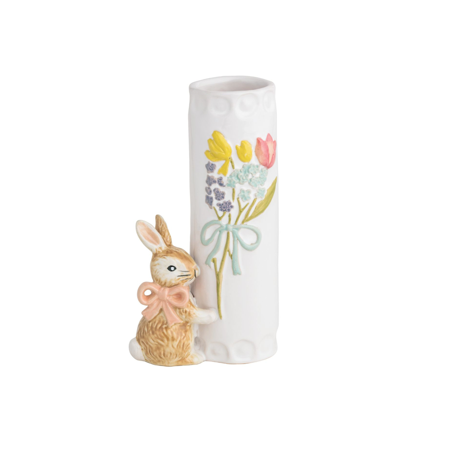 MUD PIE Pink Bow Bunny Bunny Bud Vase 47700475P